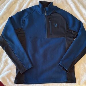 Spyder Men's Navy and Black Quarter-Zip Jacket